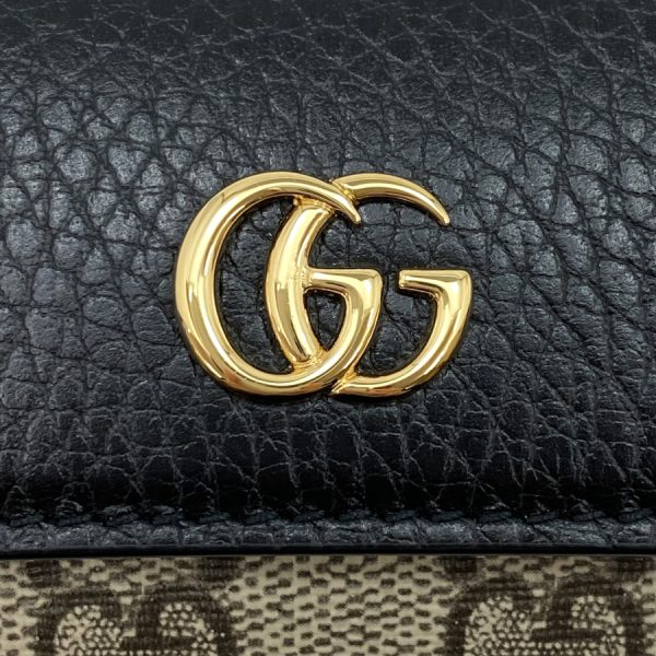 456118 17wag 1283 04 Gucci GG Supreme Leather Key Case Black Beige