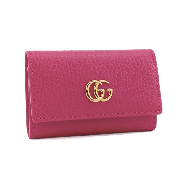 456118 cao0g 5752 01 Gucci Petite Marmont Leather Key Case Pink