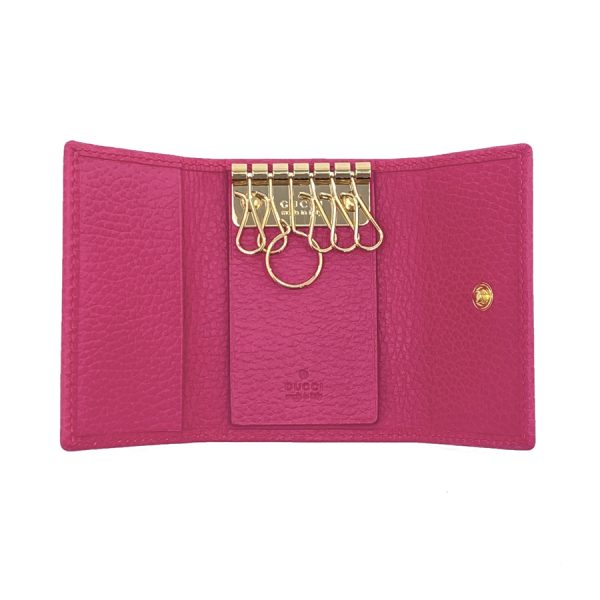 456118 cao0g 5752 04 Gucci Petite Marmont Leather Key Case Pink