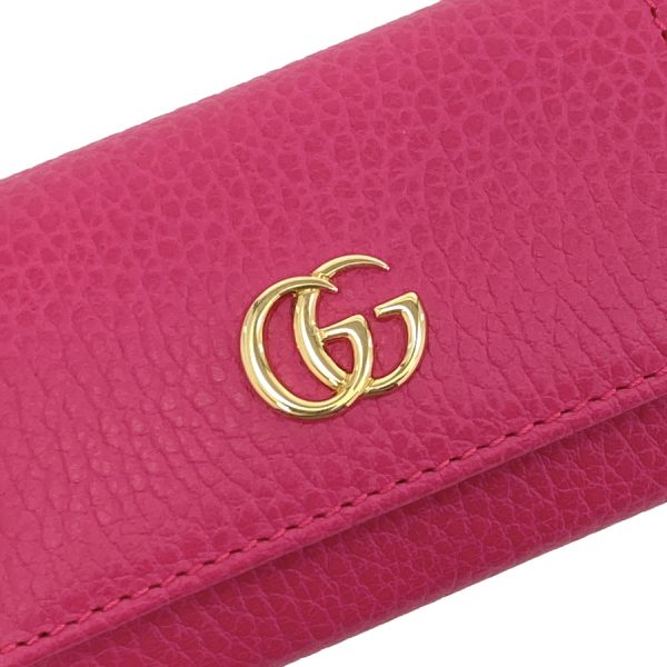 456118 cao0g 5752 06 Gucci Petite Marmont Leather Key Case Pink