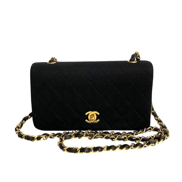 458k241273960 1 Chanel Matelasse Cotton Lambskin Turnlock Chain Shoulder Bag Black