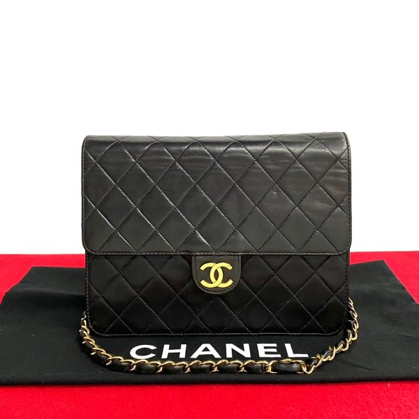 460k877785 1 Chanel Matelasse Lambskin Chain Mini Shoulder Bag Pochette Black