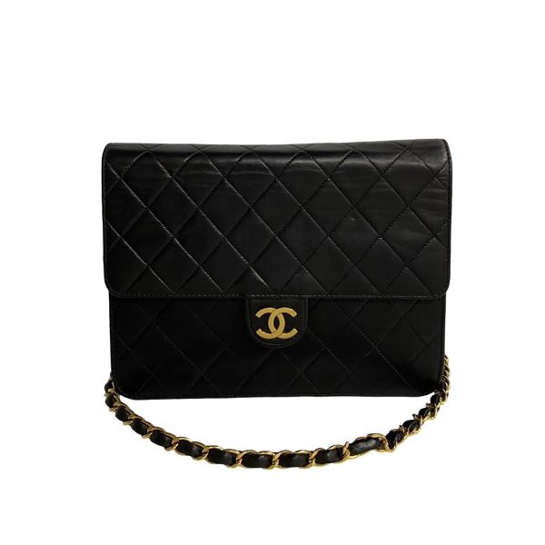 460k877785 3 Chanel Matelasse Lambskin Chain Mini Shoulder Bag Pochette Black