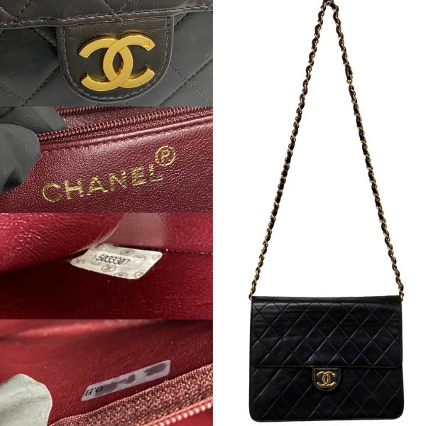 460k877785 4 Chanel Matelasse Lambskin Chain Mini Shoulder Bag Pochette Black