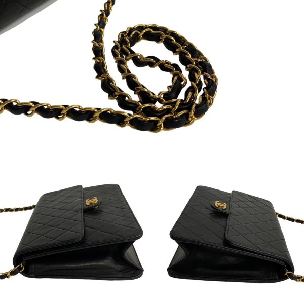 460k877785 6 Chanel Matelasse Lambskin Chain Mini Shoulder Bag Pochette Black