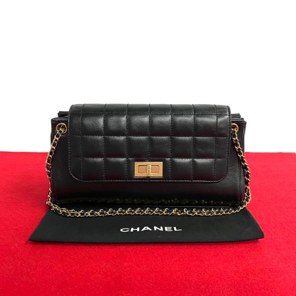 461k948287 1 Chanel Chocolate Bar 255 Lambskin Chain Shoulder Handbag