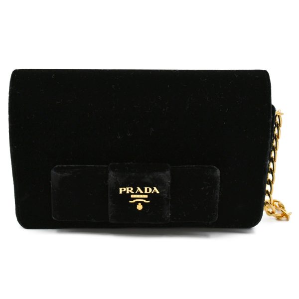 4623e220007 1 PRADA Velor chain Shoulder Bag black