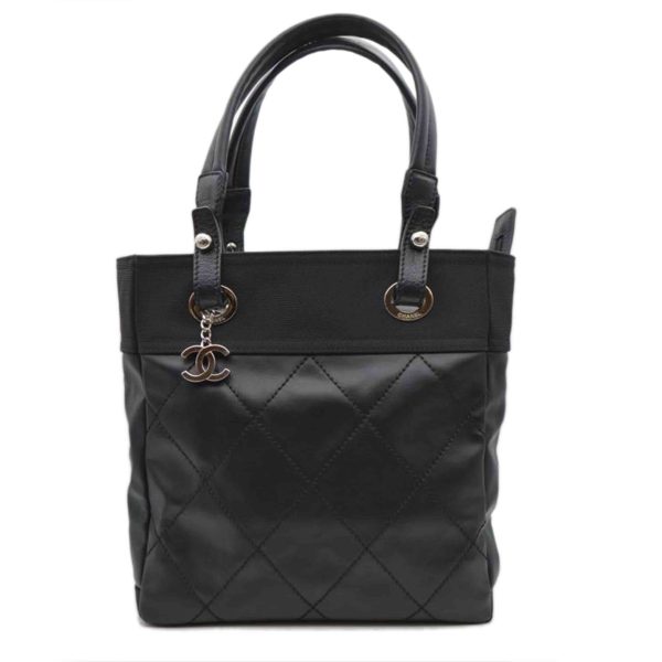 46701 1 Chanel Paris Biarritz Tote Pm Leather Handbag Black