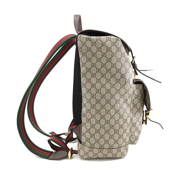 473869 k9rit 8857 03 Gucci Backpack GG Supreme Canvas Leather Beige Brown