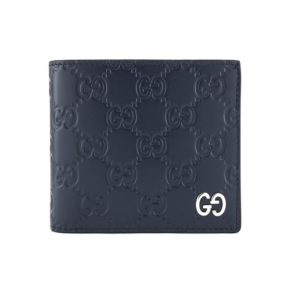 473922 cwc1n 4009 01 Gucci Wallet Bifold GG Pattern Leather Navy