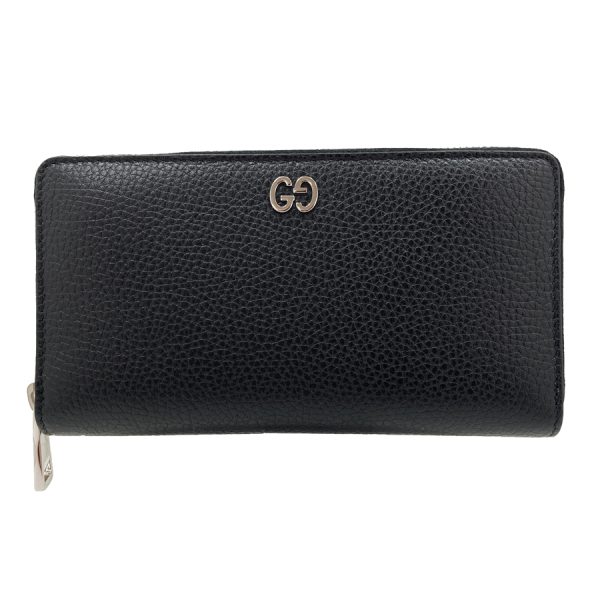 473928 a7m0n 1000 01 Gucci Wallet Round Zipper Dorian GG Leather Black