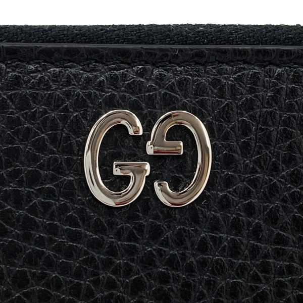 473928 a7m0n 1000 04 Gucci Wallet Round Zipper Dorian GG Leather Black