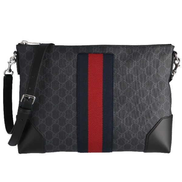 474139k5icn1095 Gucci GG Supreme Messenger Bag Black