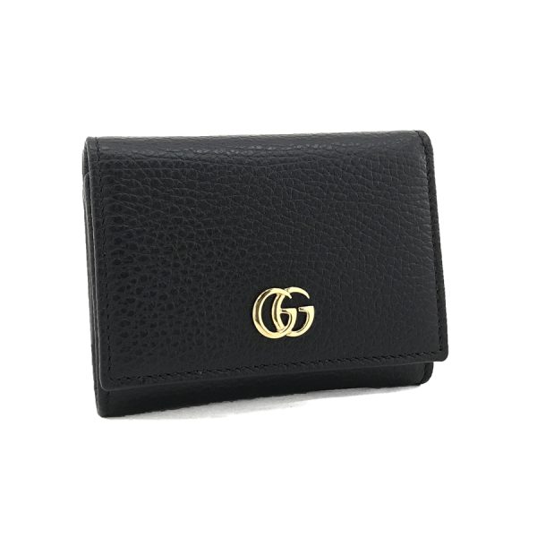 474746 cao0g 1000 01 Gucci Wallet Trifold GG Petite Marmont Leather Black