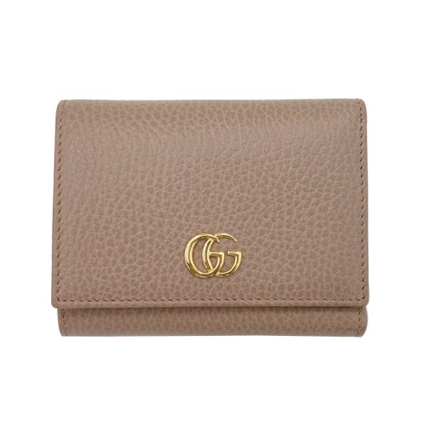 474746cao0g5729 01 Gucci Wallet Trifold Wallet GG Petit Marmont Leather Beige