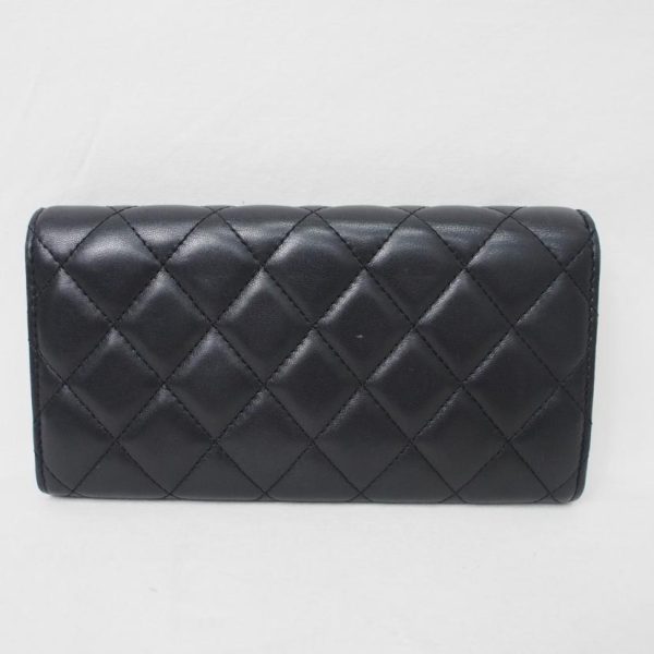 47802 2 Chanel Classic Long Flap Wallet Lambskin Black