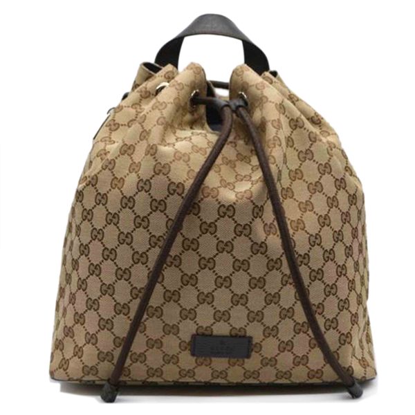 47818 1 Gucci Canvas Leather Backpack Brown