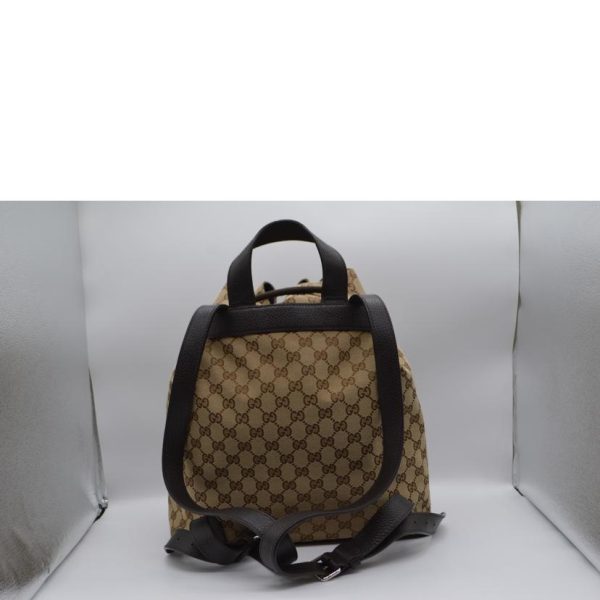 47818 2 Gucci Canvas Leather Backpack Brown