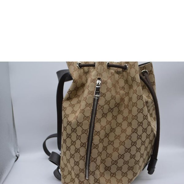 47818 3 Gucci Canvas Leather Backpack Brown