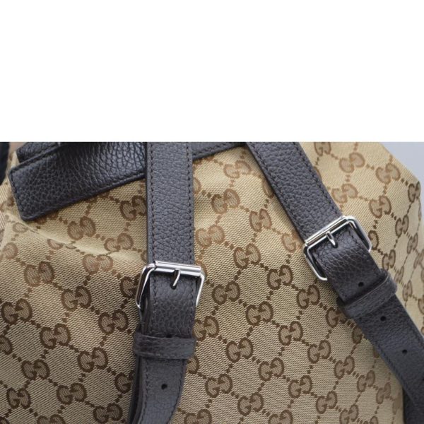 47818 6 Gucci Canvas Leather Backpack Brown