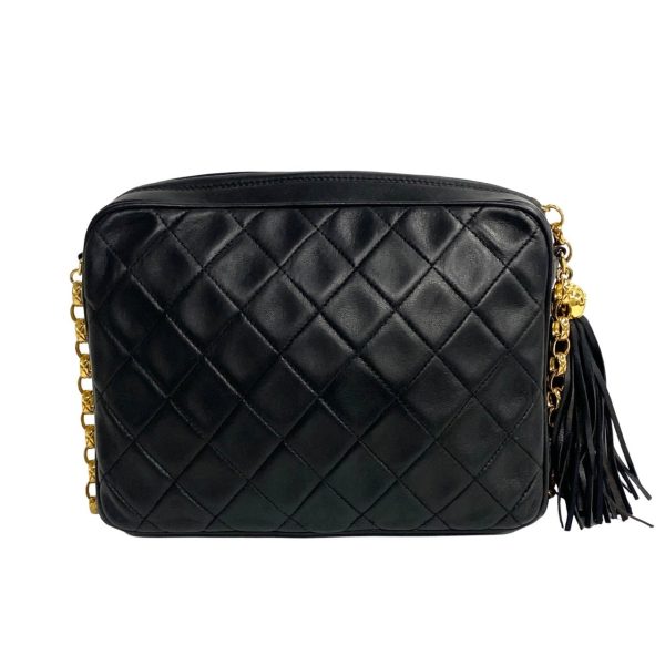 482l242500161 5 Chanel Matelasse Lambskin Turnlock Chain Fringe Shoulder Bag Black