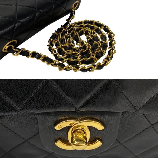 482l242512868 5 Chanel Matelasse Lambskin Chain Mini Shoulder Bag Black