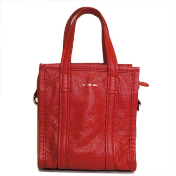 48327 1 Balenciaga Bazaar Shopper XXS Leather Tote Bag Red