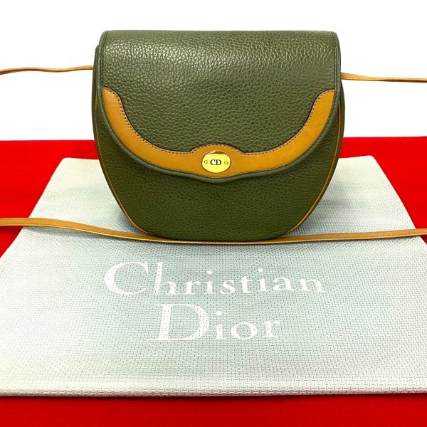 483l242034548 1 Christian Dior Logo Hardware Leather Mini Shoulder Bag Khaki