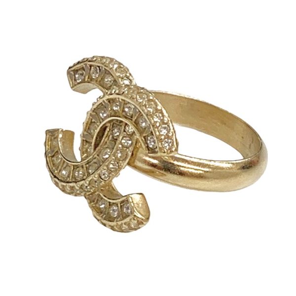 4846 1 Chanel Rhinestone Coco Mark Ring Gold