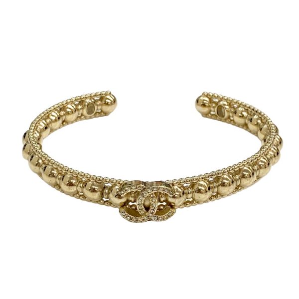 4847 0 Chanel Cuff Coco Mark Rhinestone Bangle Gold