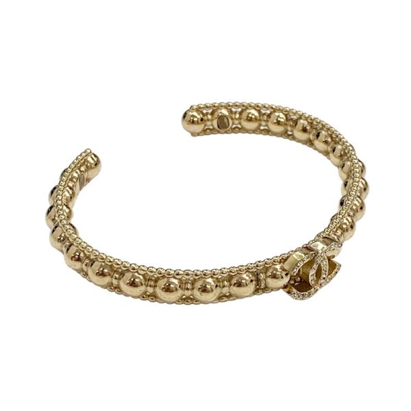 4847 1 Chanel Cuff Coco Mark Rhinestone Bangle Gold