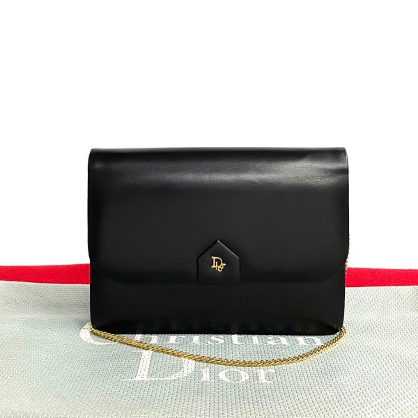 489l242431650 1 Christian Dior Logo Hardware Calf Leather Chain Mini Shoulder Bag Black