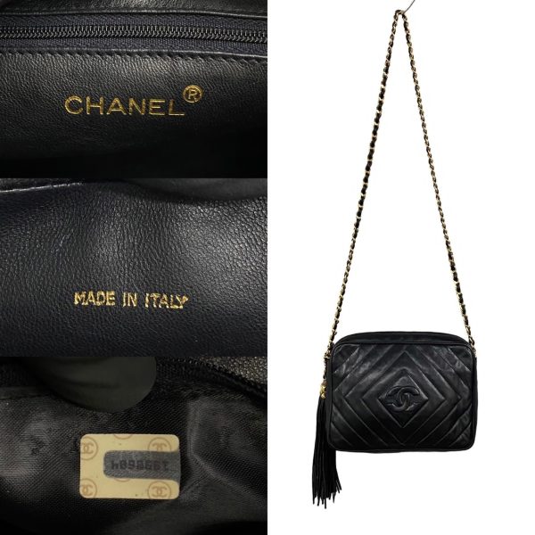 490l1931301 4 Chanel Lambskin Chain Fringe Mini Shoulder Bag Black