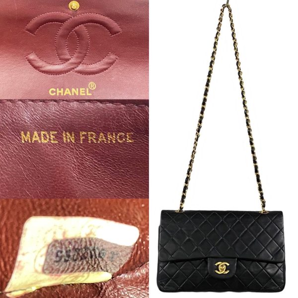 490l243018837 5 Chanel Double Flap Matelasse Lambskin Chain Turnlock Shoulder Bag Black