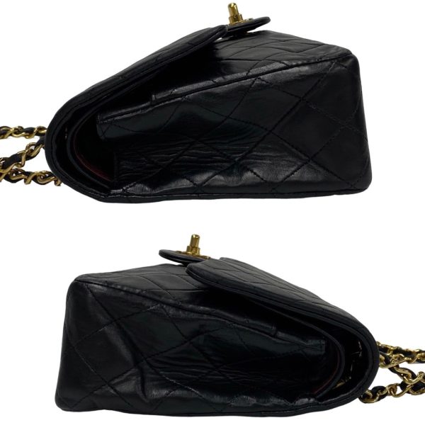 490l243018837 8 Chanel Double Flap Matelasse Lambskin Chain Turnlock Shoulder Bag Black