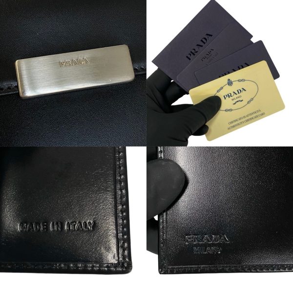 494a2080060 3 Prada Logo Bifold Wallet Leather Black