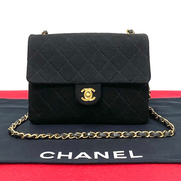 494a2085812 1 Chanel Matelasse Leather Jersey Mini Shoulder Bag Black