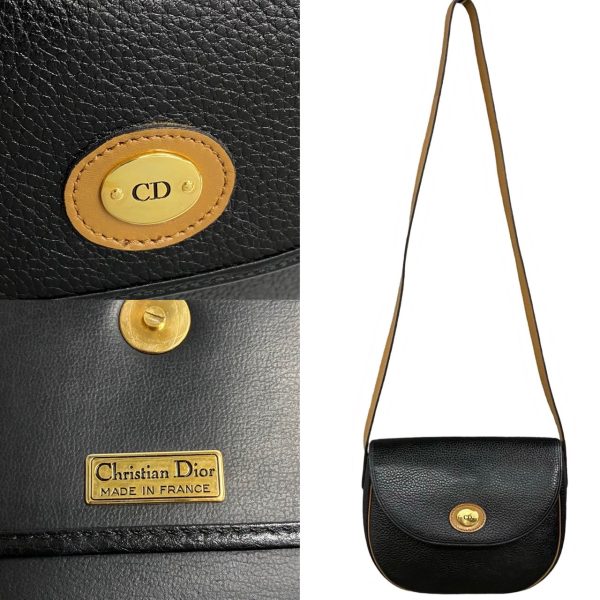 494a243043648 4 Christian Dior Vintage CD Logo Leather Mini Shoulder Bag Black