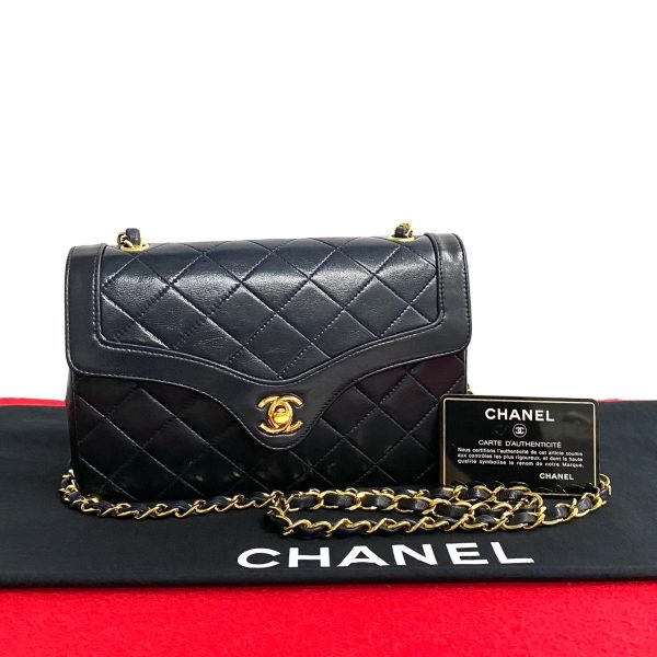 496a2135777 1 Chanel Matelasse Lambskin Chain Mini Shoulder Bag Navy