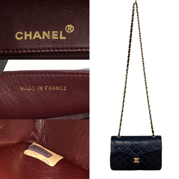 496a2135777 4 Chanel Matelasse Lambskin Chain Mini Shoulder Bag Navy