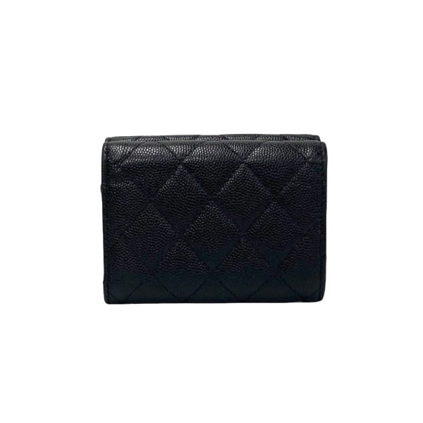 496a243361743 4 Chanel Matelasse Caviar Skin Tri Fold Wallet Black