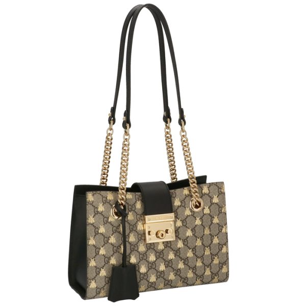 4981569f26g8319 Gucci Padlock GG Small Shoulder Bag Black Beige