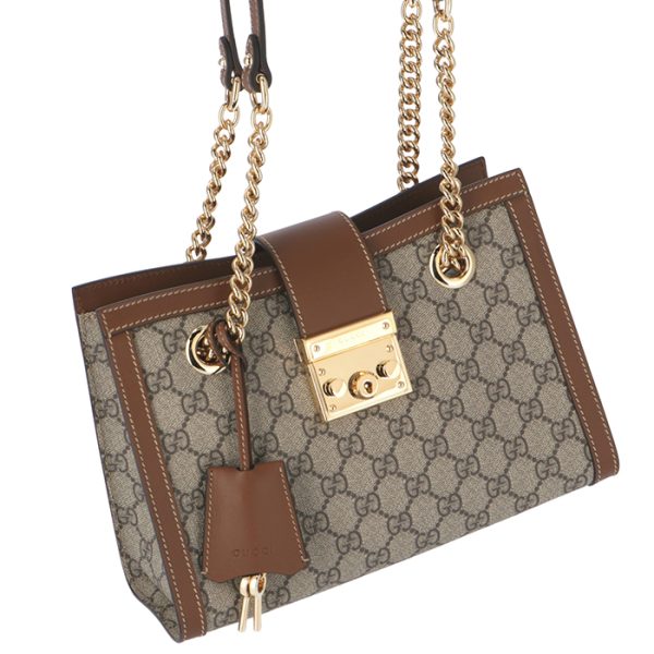 498156khnkg8534 Gucci Padlock GG Small Shoulder Bag Brown Beige