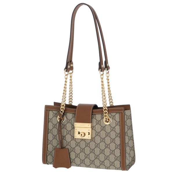 498156khnkg8534 1 Gucci Padlock GG Small Shoulder Bag Brown Beige