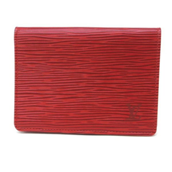 49972 1 Louis Vuitton Card Case Porte De Carte Vertical Epi Red