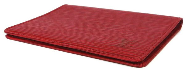 49972 3 Louis Vuitton Card Case Porte De Carte Vertical Epi Red