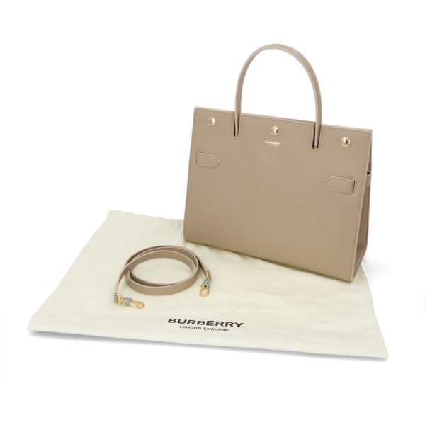 4b b16 00090 12 Burberry Genuine Leather Handbag Greige