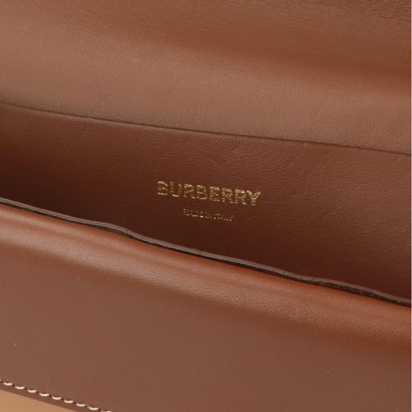 4b b16 00112 11 Burberry Chain Logo Genuine Leather Shoulder Bag Brown