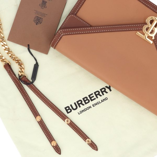 4b b16 00112 12 Burberry Chain Logo Genuine Leather Shoulder Bag Brown