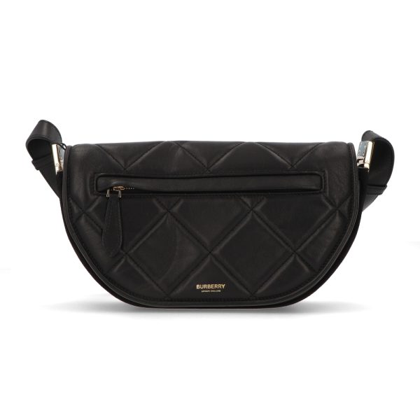 4b b16 00116 02 Burberry Leather Shoulder Bag Black